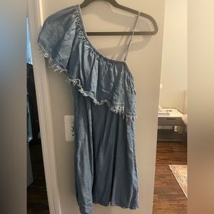 Splendid denim one shoulder ruffle dress